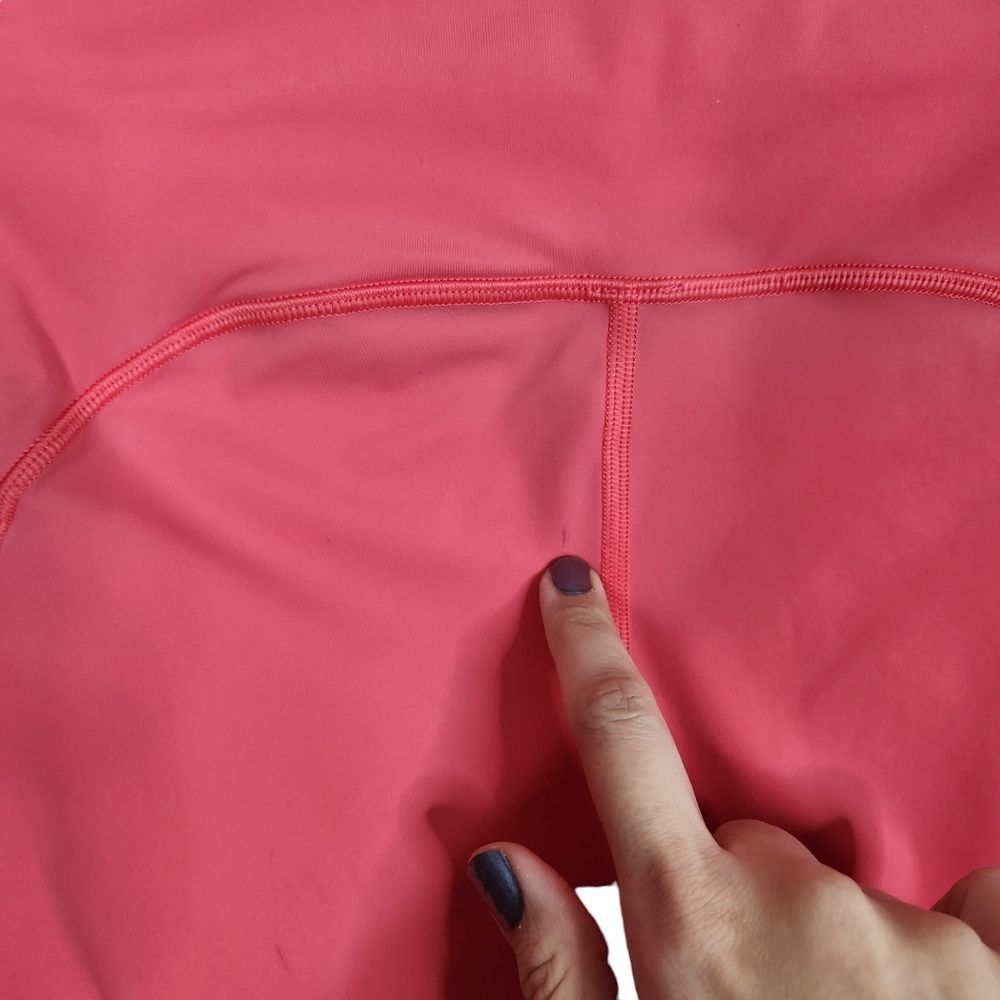 LULULEMON Pants Womens 8 Coral Pink On Pace Crop 21" Cropped Leggings Mesh - Picture 7 of 8